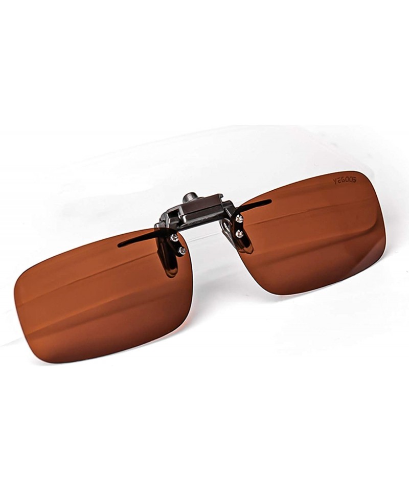 Aviator Clip on Sunglasses Over Prescription Glasses for Women Men Polarized Flip up Sunglasses with Case - Basis-brown - CJ1...