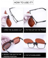 Aviator Clip on Sunglasses Over Prescription Glasses for Women Men Polarized Flip up Sunglasses with Case - Basis-brown - CJ1...