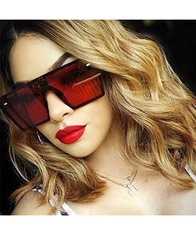 Oversized Oversized Square Sunglasses Women Luxury Fashion Flat Top Red Black Clear Lens Men Gafas Shade Mirror UV400 - 6 - C...