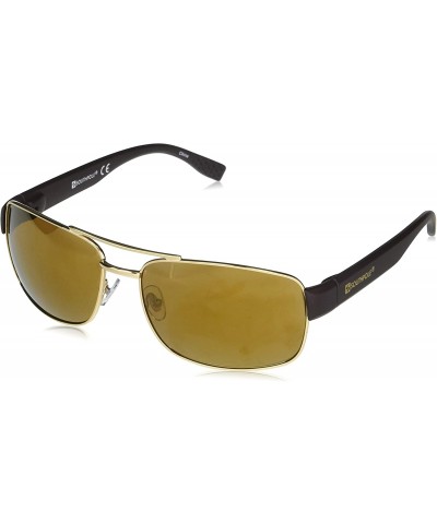 Rectangular Men's 5035SP Rectangular Metal Sunglasses with 100% UV Protection- 60 mm - Gold/Brown - CK196IMSDR9 $20.58