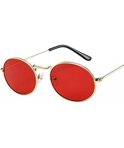 Oval Unisex Vintage Retro Oval Sunglasses Ellipse Metal Frame Glasses Trendy Fashion Glasses Sunglasses - B - CK193XE9YM0 $9.49