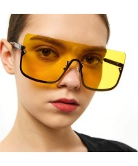 Rectangular Semi-frameless narrow sunglasses punk style cool unisex rectangular metal sunglasses fashion belt box - Yellow - ...