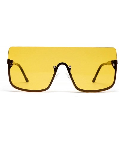 Rectangular Semi-frameless narrow sunglasses punk style cool unisex rectangular metal sunglasses fashion belt box - Yellow - ...