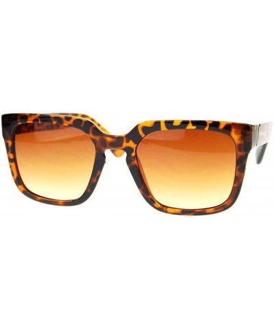 Square Hipster Horn Rim Keyhole Luxury Designer Mob Sunglasses - Tortoise - CJ11YWUQVYP $18.43