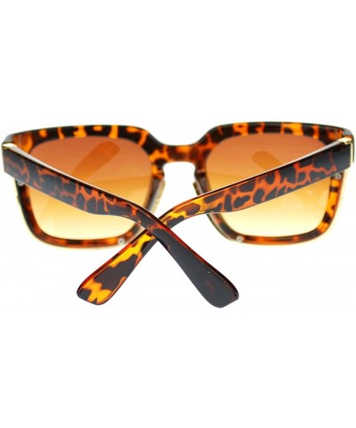 Square Hipster Horn Rim Keyhole Luxury Designer Mob Sunglasses - Tortoise - CJ11YWUQVYP $10.10