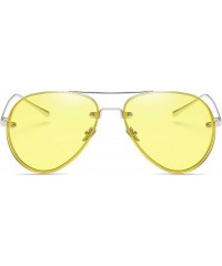 Rimless Women Oversized Aviator Sunglasses Rimless Double Bridge Fashion Eyewear - Yellow Clear Lens - C618S9T02RQ $10.91