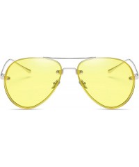 Rimless Women Oversized Aviator Sunglasses Rimless Double Bridge Fashion Eyewear - Yellow Clear Lens - C618S9T02RQ $10.91