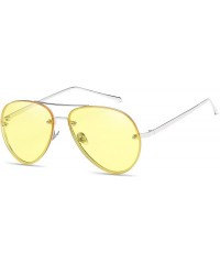 Rimless Women Oversized Aviator Sunglasses Rimless Double Bridge Fashion Eyewear - Yellow Clear Lens - C618S9T02RQ $10.91