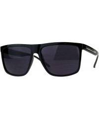 Square Mens Stylish Sunglasses Classic Square Frame Black Silver UV 400 - Shiny Black - CL18IIK9G3G $8.24