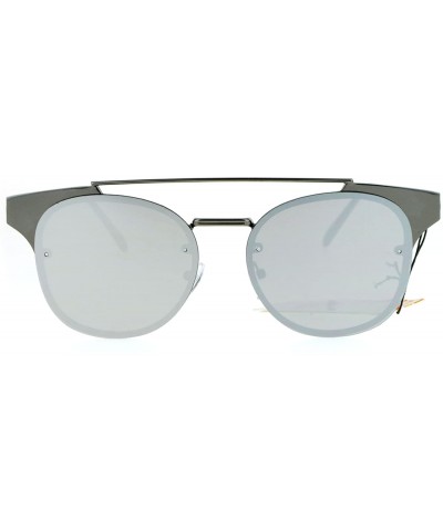 Rectangular Womens Flat Top Metal Half Horn Rim Rimless Sunglasses - Gunmetal Mirror - CS12N82KMTY $23.32