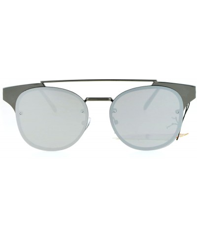 Rectangular Womens Flat Top Metal Half Horn Rim Rimless Sunglasses - Gunmetal Mirror - CS12N82KMTY $15.34