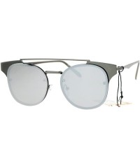 Rectangular Womens Flat Top Metal Half Horn Rim Rimless Sunglasses - Gunmetal Mirror - CS12N82KMTY $15.34