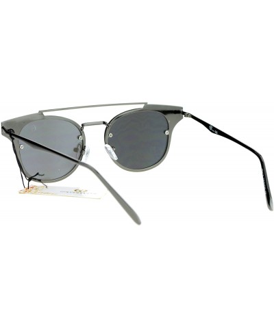 Rectangular Womens Flat Top Metal Half Horn Rim Rimless Sunglasses - Gunmetal Mirror - CS12N82KMTY $15.34