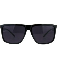 Square Mens Stylish Sunglasses Classic Square Frame Black Silver UV 400 - Shiny Black - CL18IIK9G3G $20.21