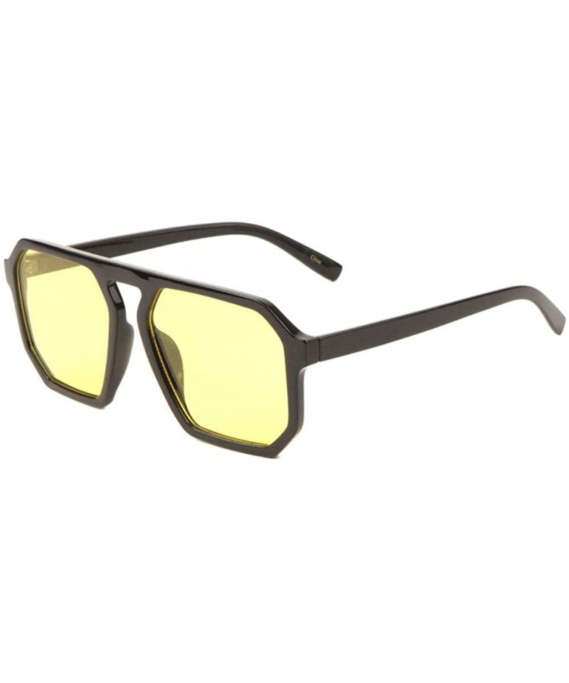 Shield Geometric Polygon Flat Top Flat Color Lens Sunglasses - Yellow - C21986RS8NL $14.53