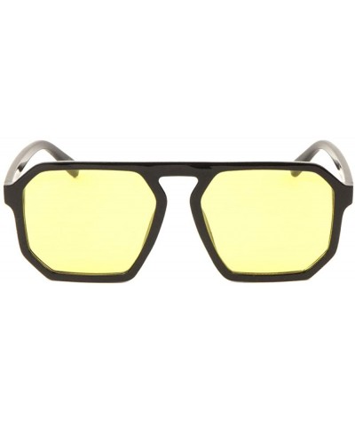 Shield Geometric Polygon Flat Top Flat Color Lens Sunglasses - Yellow - C21986RS8NL $14.53