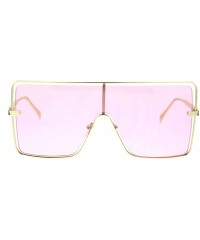 Shield Hip Hop Hard Oversize Shield Exposed Lens Retro Sunglasses - Gold Pink - CP18QMQSLQ6 $23.77