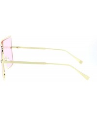 Shield Hip Hop Hard Oversize Shield Exposed Lens Retro Sunglasses - Gold Pink - CP18QMQSLQ6 $23.77