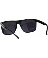 Square Mens Stylish Sunglasses Classic Square Frame Black Silver UV 400 - Shiny Black - CL18IIK9G3G $20.21
