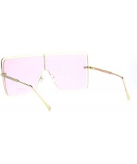 Shield Hip Hop Hard Oversize Shield Exposed Lens Retro Sunglasses - Gold Pink - CP18QMQSLQ6 $23.77