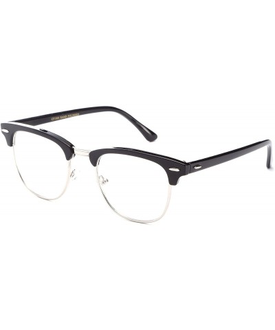 Oversized Unisex Retro Squared Celebrity Star Simple Clear Lens Fashion Glasses - 1880 Black/Silver - CT11T16KFLP $18.65