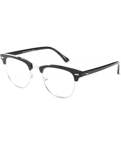 Oversized Unisex Retro Squared Celebrity Star Simple Clear Lens Fashion Glasses - 1880 Black/Silver - CT11T16KFLP $18.91