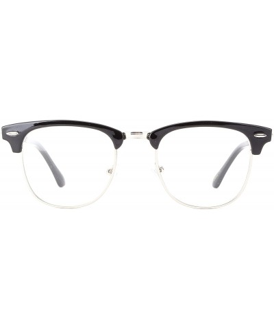 Oversized Unisex Retro Squared Celebrity Star Simple Clear Lens Fashion Glasses - 1880 Black/Silver - CT11T16KFLP $7.67