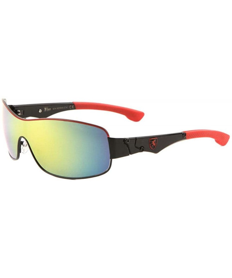 Sport Khan Slim Sport Wrap Around Shield One Piece Lens Sunglasses - Red & Black Frame - CA18SC4EM55 $11.85