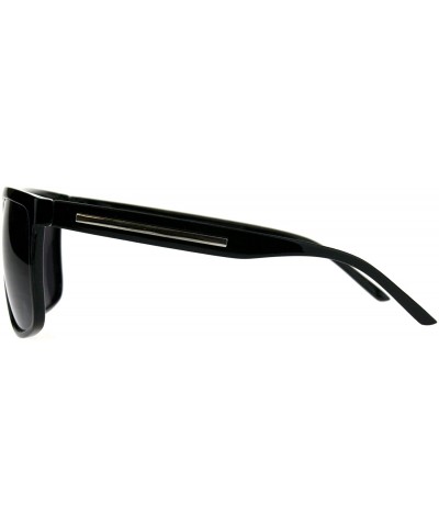 Square Mens Stylish Sunglasses Classic Square Frame Black Silver UV 400 - Shiny Black - CL18IIK9G3G $20.21