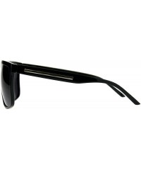 Square Mens Stylish Sunglasses Classic Square Frame Black Silver UV 400 - Shiny Black - CL18IIK9G3G $20.21