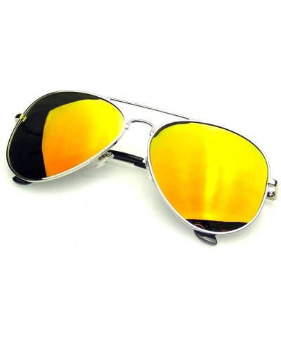 Aviator Premium Full Mirrored Aviator Polarized Sunglasses Flash Mirror Lens - Silver Red - C612MXX2VXY $19.26