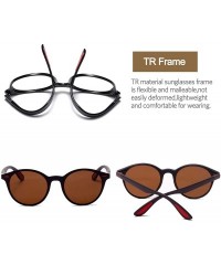 Round Vintge Round Polarized Sunglasses TR90 Frame TAC Lens Fashion Driving Sun Glasses - Brown Lens/Brown Frame - CQ18SRTZOM...