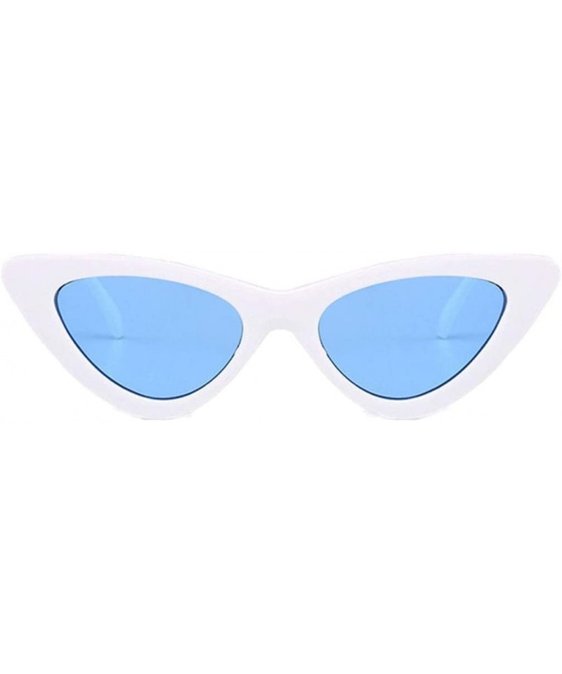 Oversized Sunglasses-SFE Women Fashion Cat Eye Shades Sunglasses Integrated UV Candy Colored Glasses Classic (Blue I) - CQ18O...