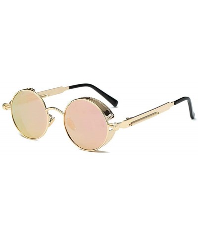 Goggle Men & Women UV400 Round Sunglasses Polarized Lens Metal Frame Glasses - Pink - CT18RNECUAE $22.23