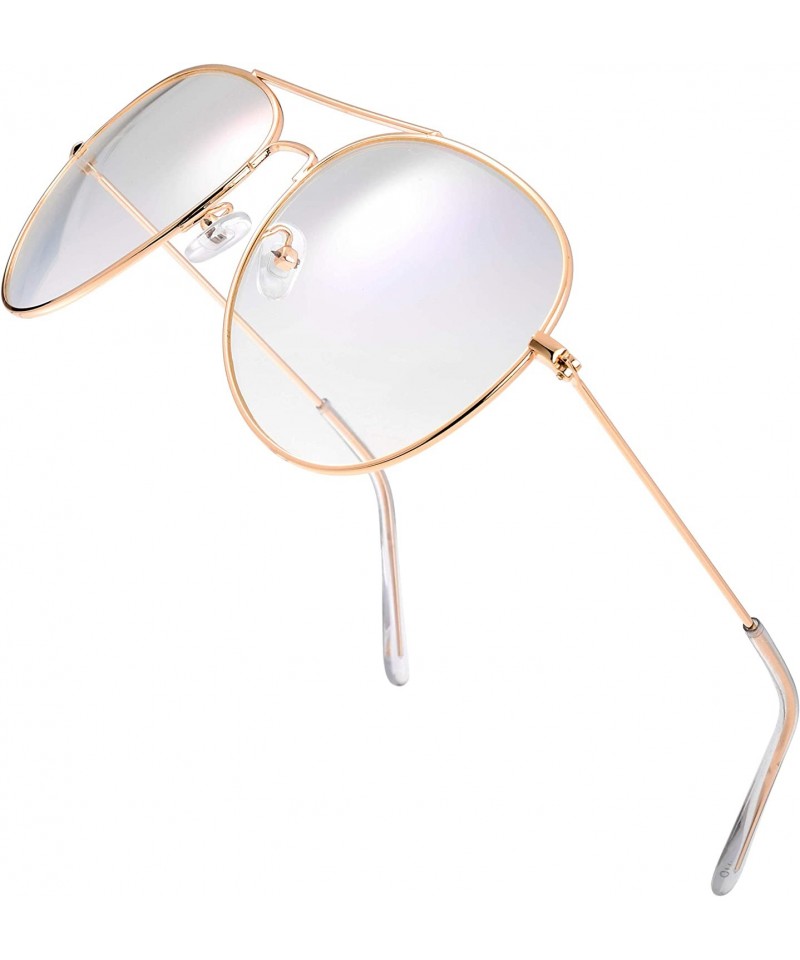 Round Classic Aviator Frame Light Color Lens XL Oversized Sunglasses Gift Box - 11-gold - CR18KKIC7YA $16.50