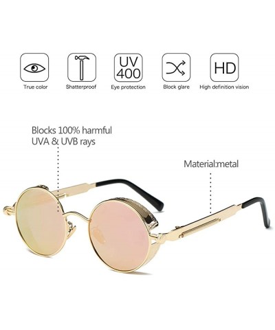 Goggle Men & Women UV400 Round Sunglasses Polarized Lens Metal Frame Glasses - Pink - CT18RNECUAE $18.91