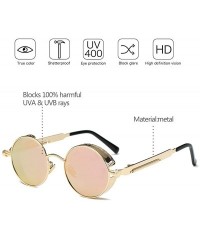 Goggle Men & Women UV400 Round Sunglasses Polarized Lens Metal Frame Glasses - Pink - CT18RNECUAE $19.42