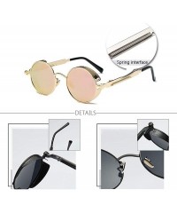 Goggle Men & Women UV400 Round Sunglasses Polarized Lens Metal Frame Glasses - Pink - CT18RNECUAE $19.42