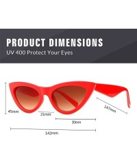 Oval Small Cat Eye Sunglasses Vintage Retro Designer Glasses For Women - Red Frame Brown Lens - C618H24MZ67 $6.95