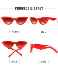 Oval Small Cat Eye Sunglasses Vintage Retro Designer Glasses For Women - Red Frame Brown Lens - C618H24MZ67 $6.95