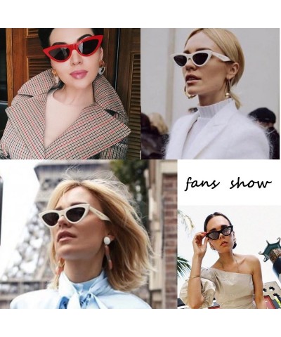 Oval Small Cat Eye Sunglasses Vintage Retro Designer Glasses For Women - Red Frame Brown Lens - C618H24MZ67 $6.95
