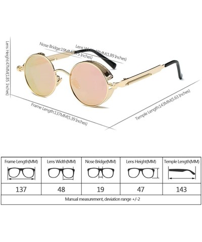 Goggle Men & Women UV400 Round Sunglasses Polarized Lens Metal Frame Glasses - Pink - CT18RNECUAE $7.67