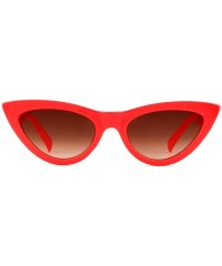 Oval Small Cat Eye Sunglasses Vintage Retro Designer Glasses For Women - Red Frame Brown Lens - C618H24MZ67 $6.95