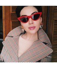 Oval Small Cat Eye Sunglasses Vintage Retro Designer Glasses For Women - Red Frame Brown Lens - C618H24MZ67 $6.95