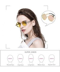 Goggle Men & Women UV400 Round Sunglasses Polarized Lens Metal Frame Glasses - Pink - CT18RNECUAE $19.42