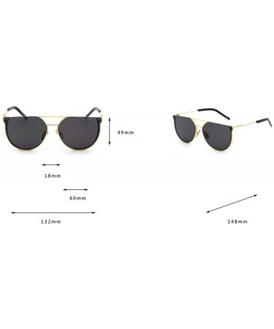Round Oversized Half Frame Metal Round Sun glasses For Women Flat Top Shades Sunglasses - Green - C918LTT4UM3 $10.69