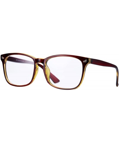 Aviator Non-prescription Glasses Frame Clear Lens Eyeglasses - Brown - CQ12NZ5SC4B $27.69
