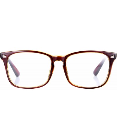 Aviator Non-prescription Glasses Frame Clear Lens Eyeglasses - Brown - CQ12NZ5SC4B $18.22