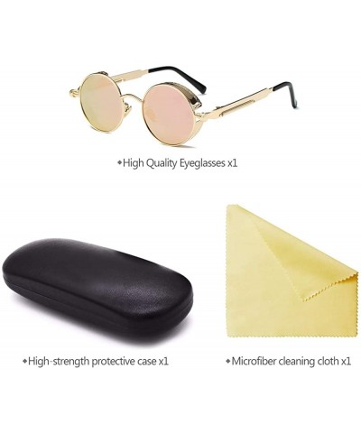 Goggle Men & Women UV400 Round Sunglasses Polarized Lens Metal Frame Glasses - Pink - CT18RNECUAE $18.91