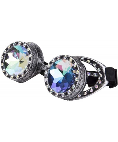 Round Steampunk Goggles Vintage Welding Punk Gothic Glasses Kaleidoscope Glasses - Old Silver(gem) - C018SAUELKT $7.74